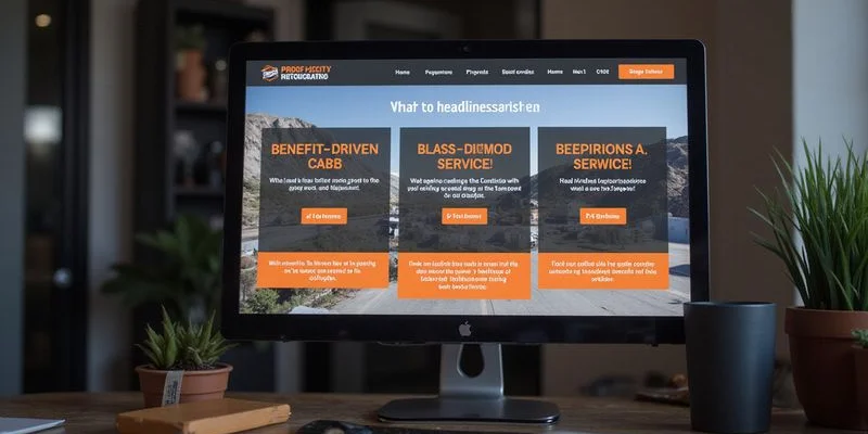 Roofing service page headline examples showing benefit-driven copy