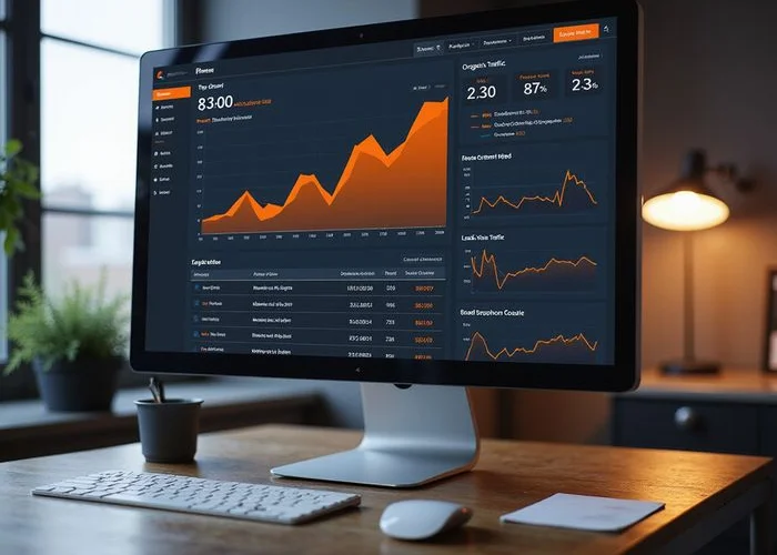 SEO analytics showing roofing company ranking improvements